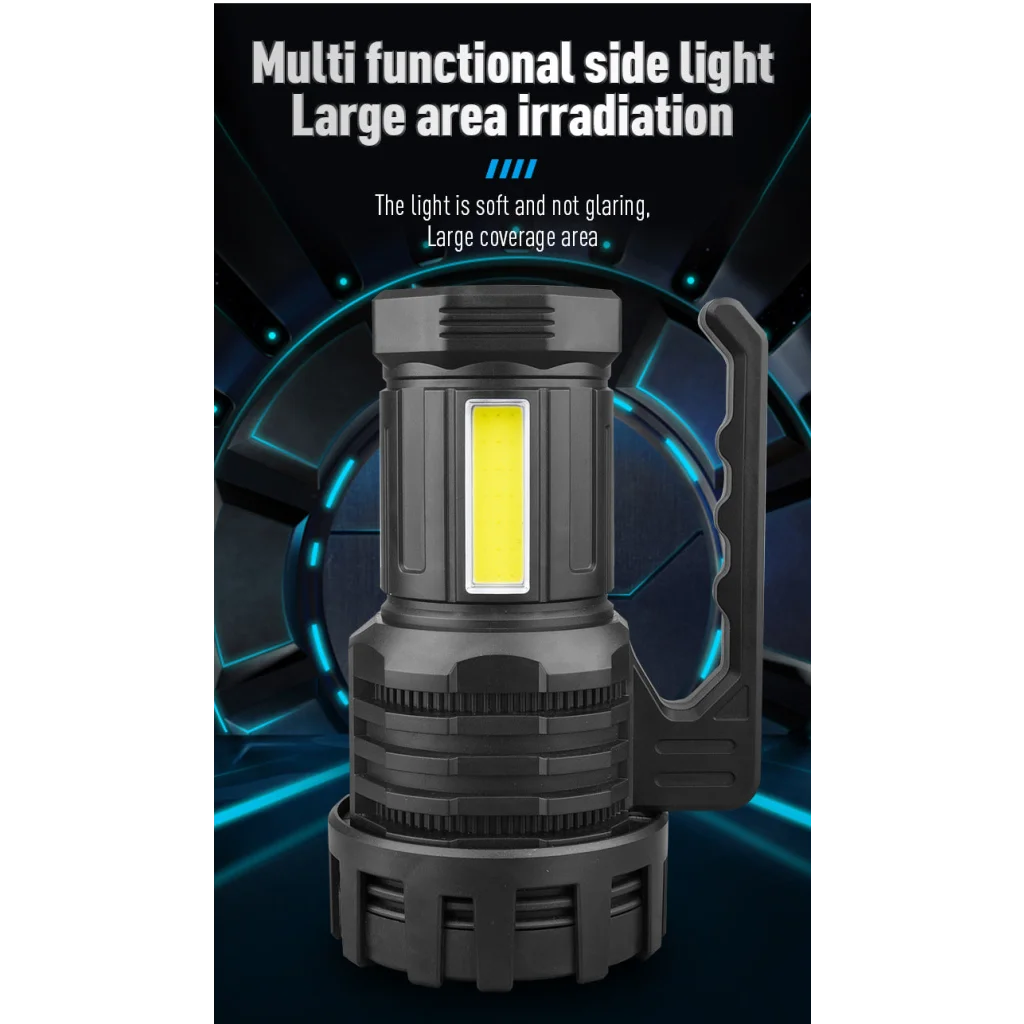 Black LED Searchlight - Rechargeable Handheld Spotlight