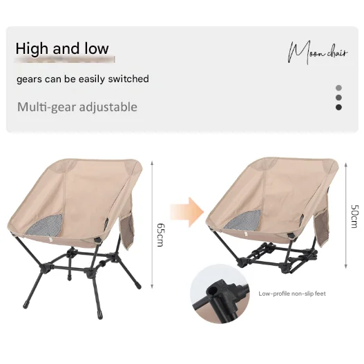 Black Lightweight Portable Camping Chair - Adjustable
