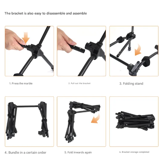 Black Lightweight Portable Camping Chair - Adjustable