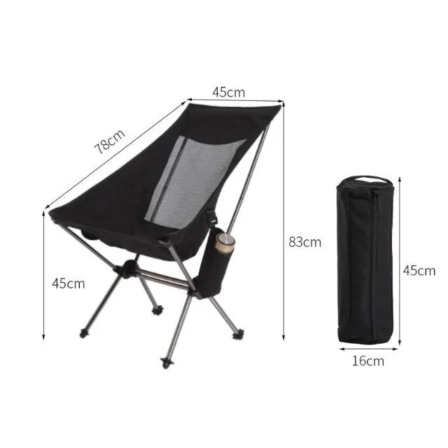 Black Lightweight Portable Folding Camping Chair