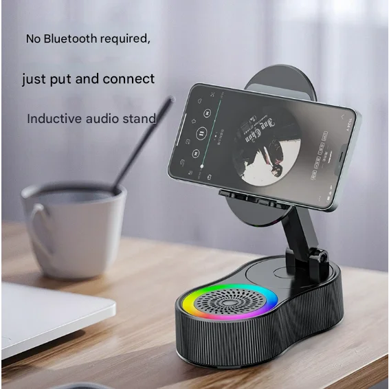 Black Magic Induction Speaker & Adjustable Phone Stand