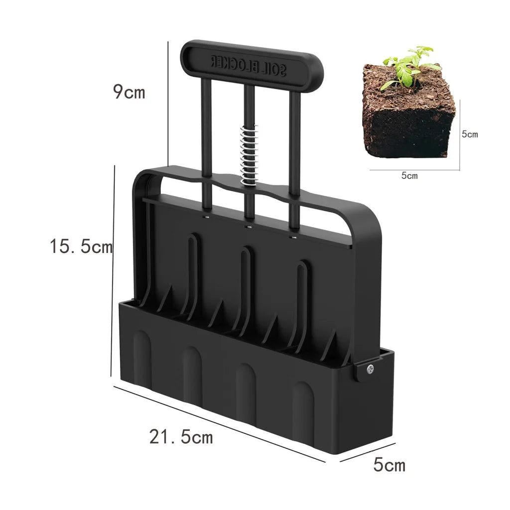 Black Manual Soil Blocker Tool - 5 x 5cm Block Maker