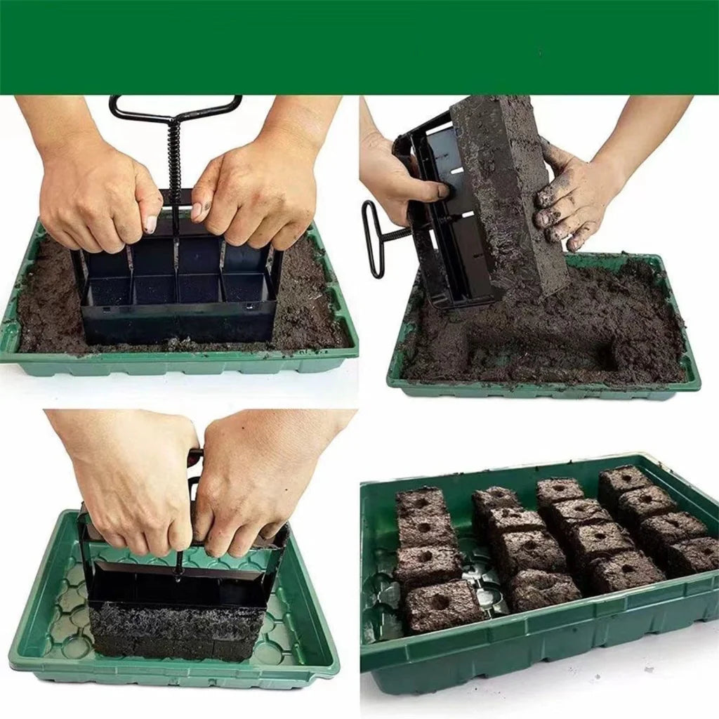 Black Manual Soil Blocker Tool - 5 x 5cm Block Maker