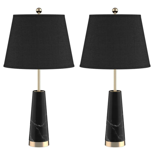 Black Marble Table Lamp 2X 68cm Bedside Desk Living Room Shade with Cone Shape Base
