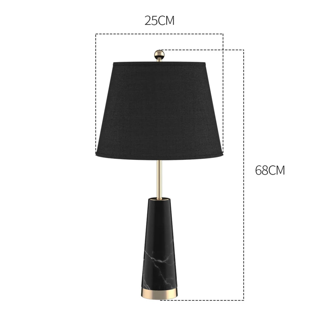 Black Marble Table Lamp 2X 68cm Bedside Desk Living Room Shade with Cone Shape Base