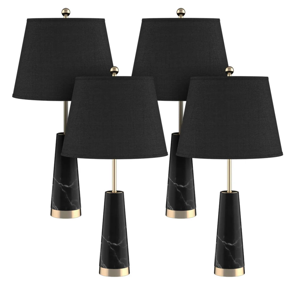 Black Marble Table Lamp 4X 68cm Bedside Desk Living Room Shade with Cone Shape Base