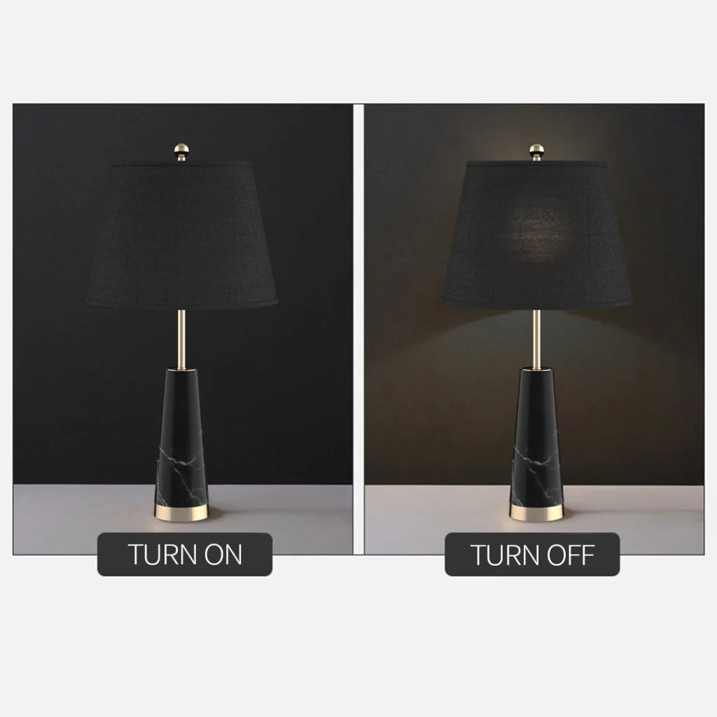 Black Marble Table Lamp 68cm Bedside Desk Living Room Shade with Cone Shape Base