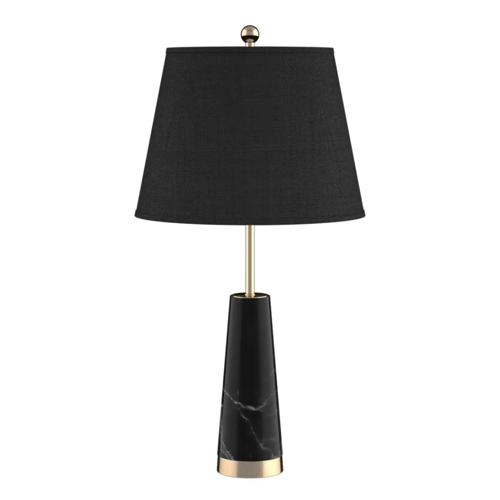 Black Marble Table Lamp 68cm Bedside Desk Living Room Shade with Cone Shape Base