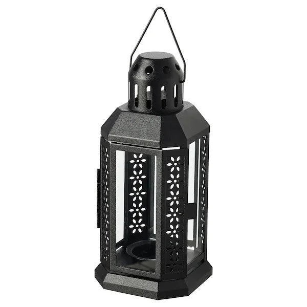 Black Metal Miners Lantern 21cm Tealight Candle Holder
