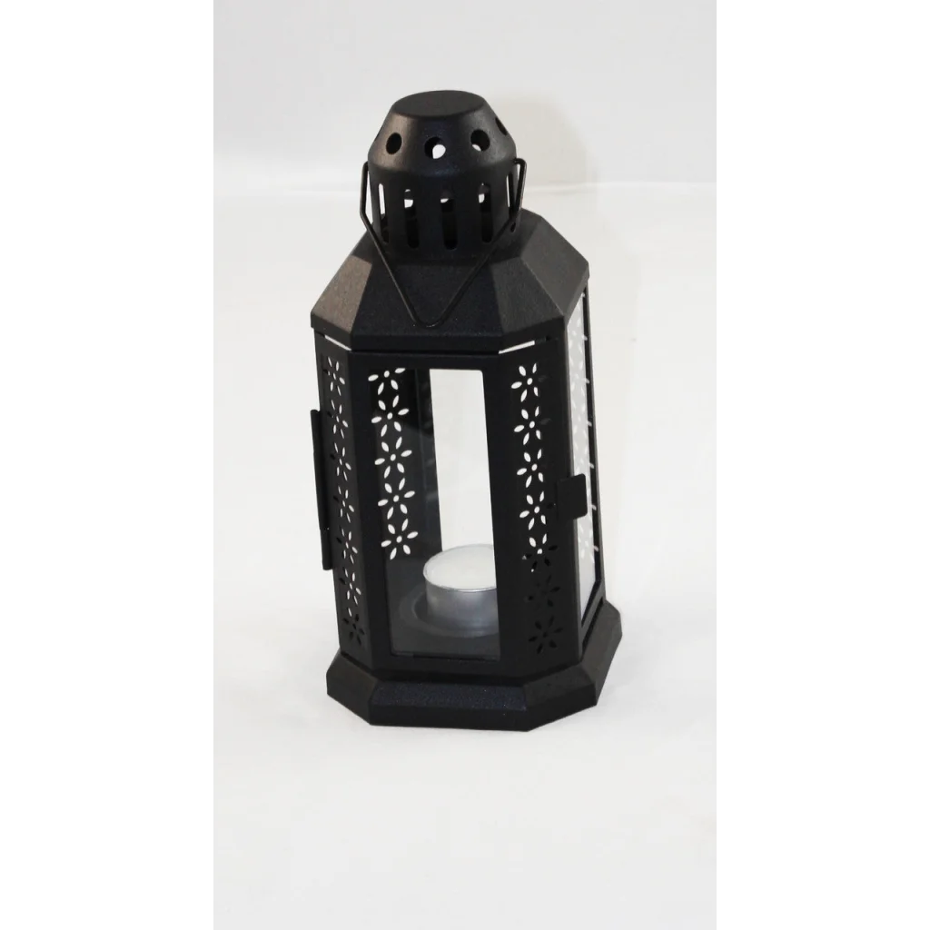 Black Metal Miners Lantern 21cm Tealight Candle Holder