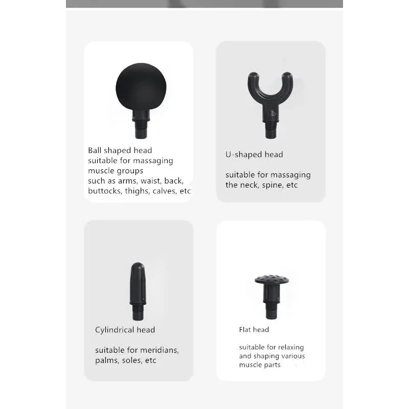 Black Mini 4-Head Deep Tissue Massage Gun – Portable