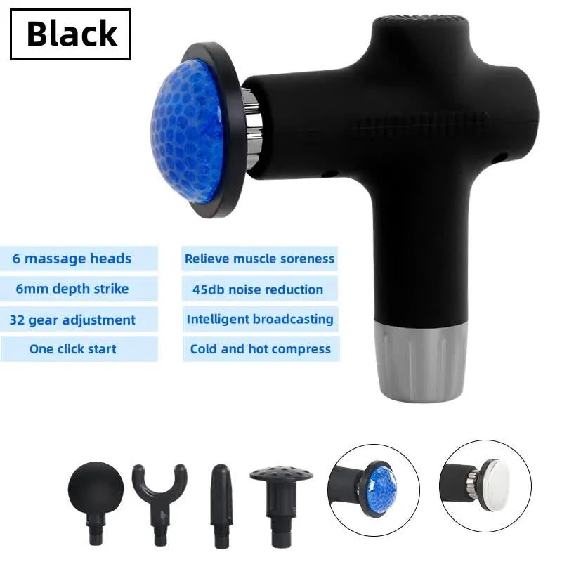 Black Mini 4-Head Deep Tissue Massage Gun – Portable