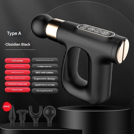 Black Mini Fascia Gun Muscle Massager with Pulse Heat