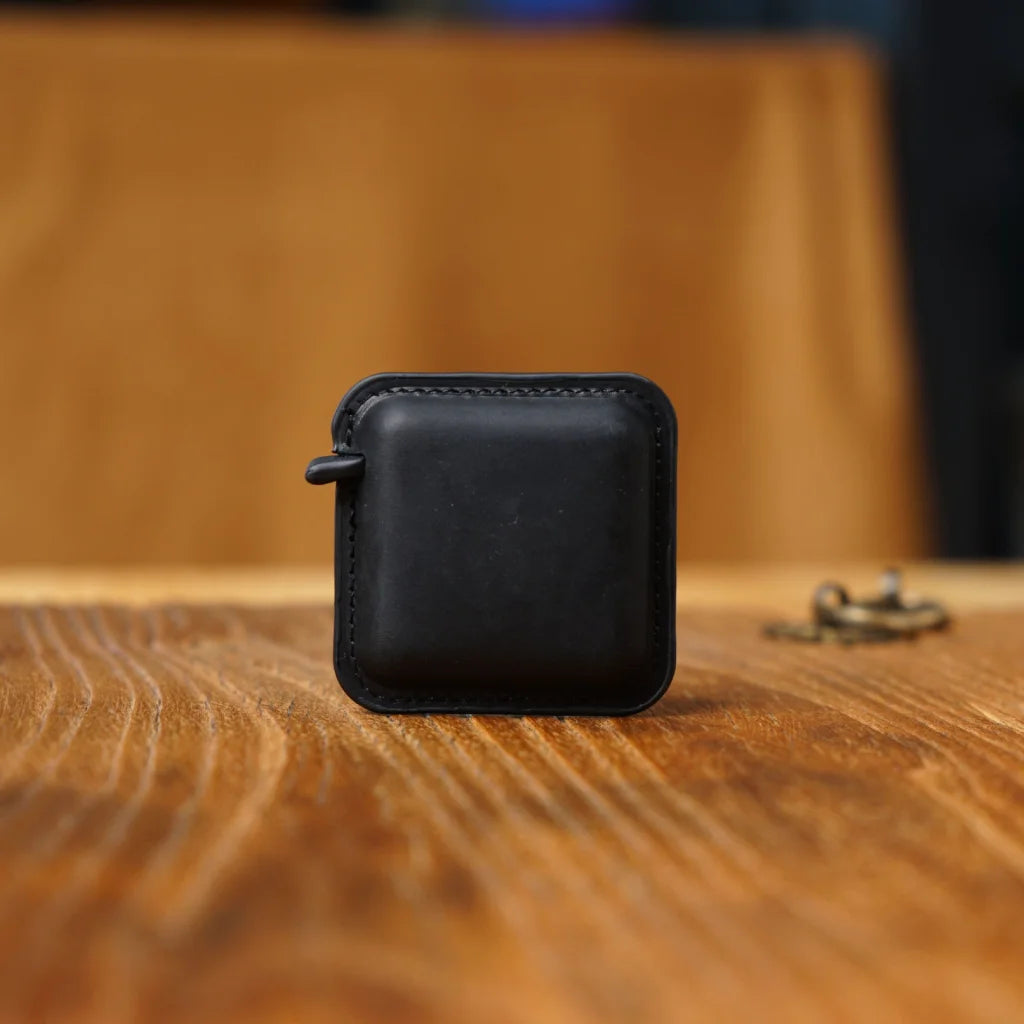 Black Mini Leather Tape Measure - 1.5m/60in - Square Solid