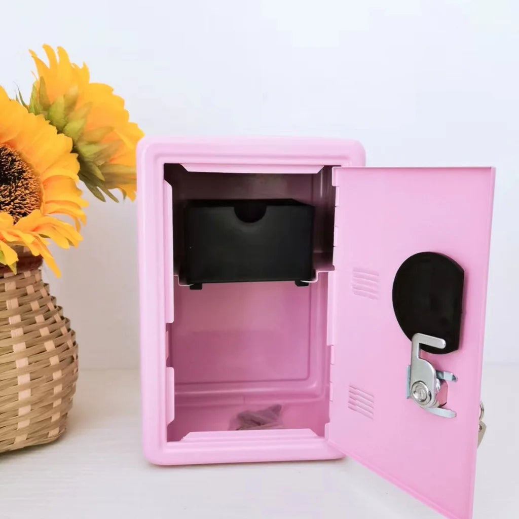 Black Mini Metal Safe Box with Combination Lock and Key