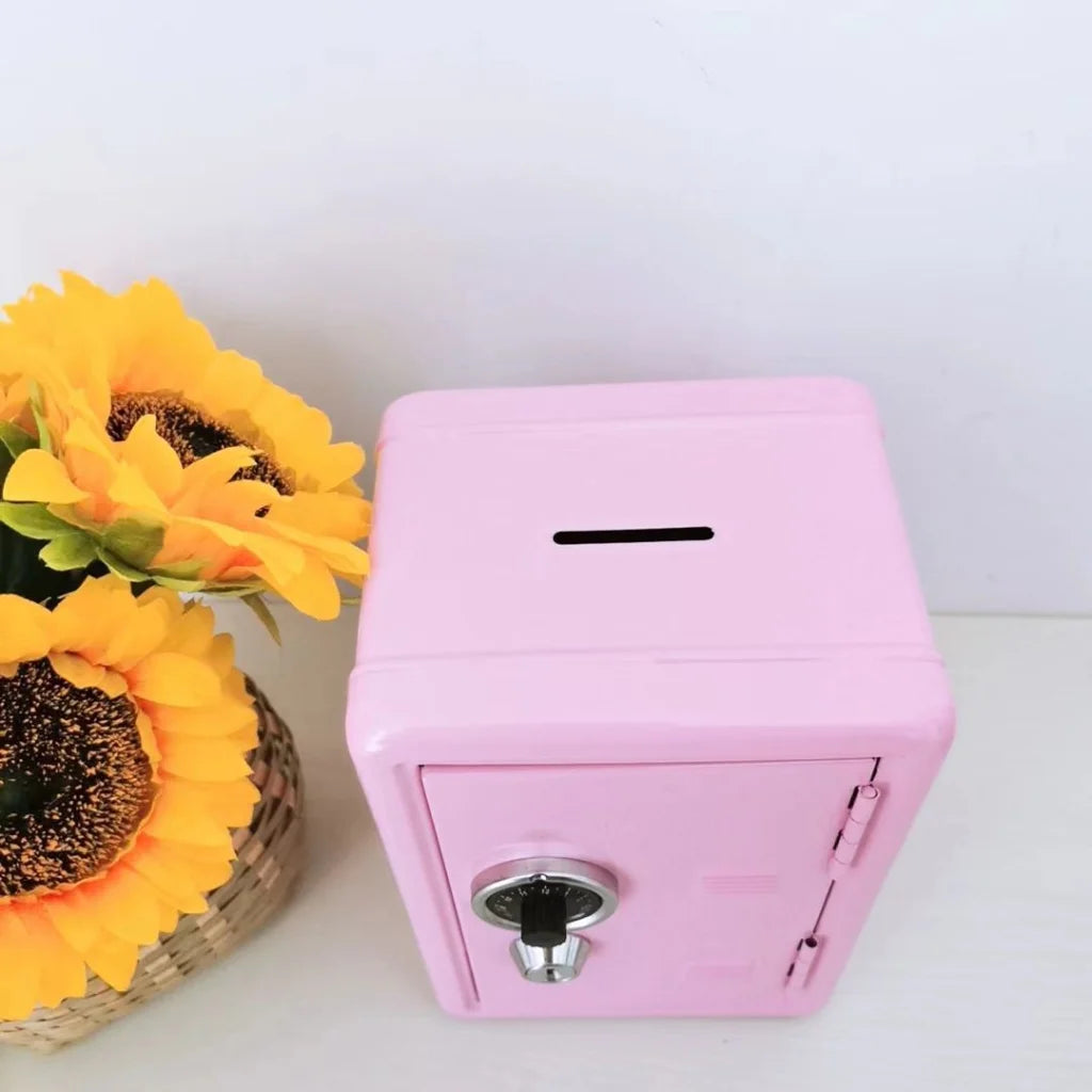 Black Mini Metal Safe Box with Combination Lock and Key