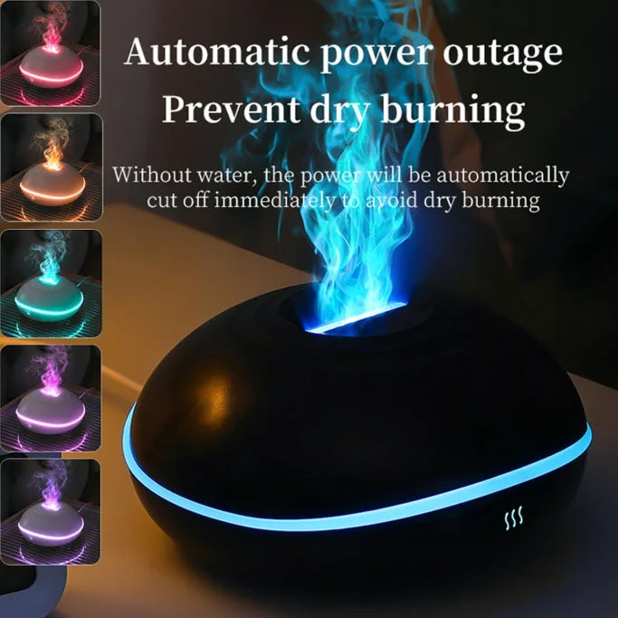 Black Mini USB Aromatherapy Diffuser with Flame Projection