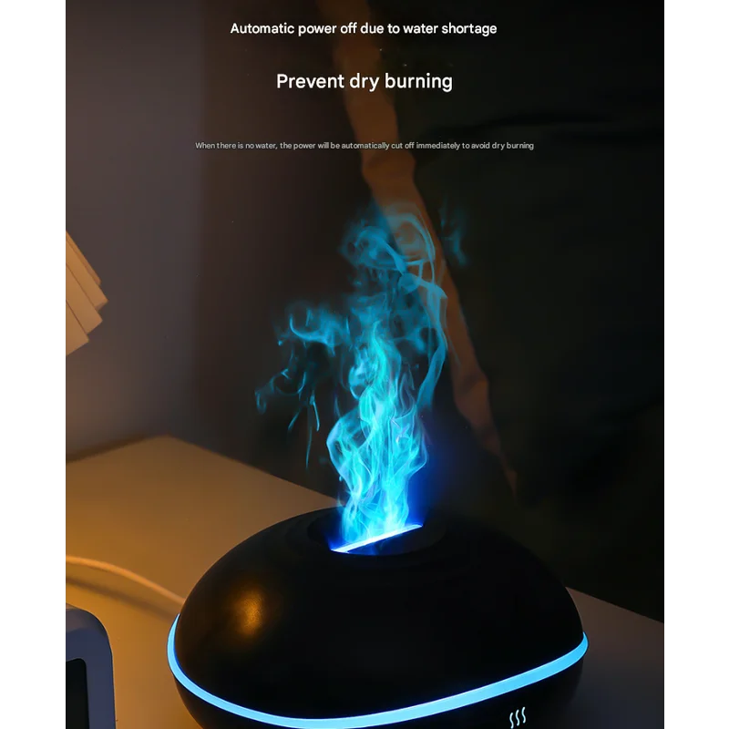 Black Mini USB Aromatherapy Diffuser with Flame Projection