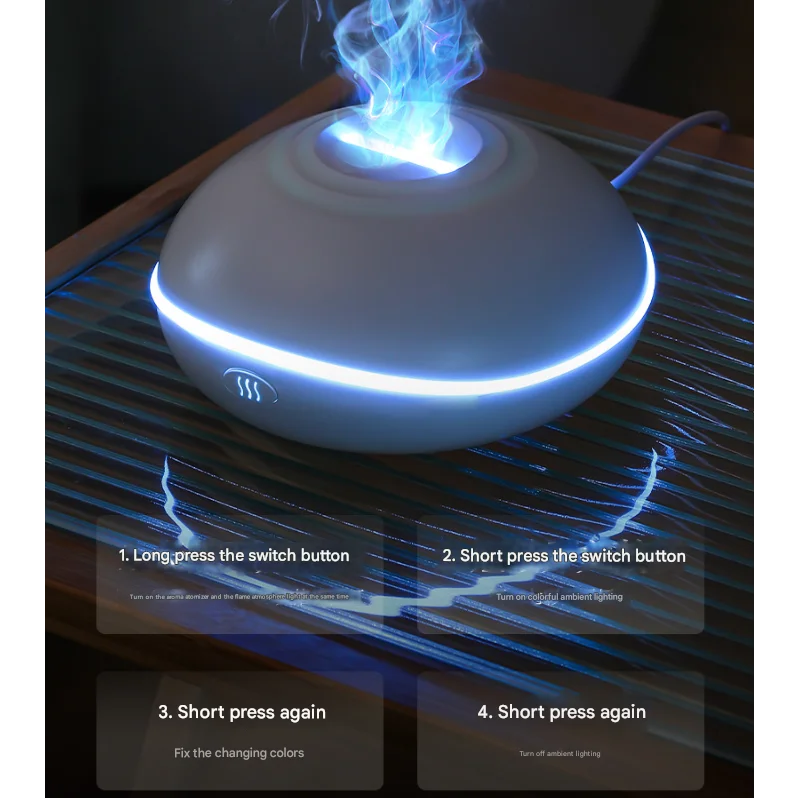 Black Mini USB Aromatherapy Diffuser with Flame Projection
