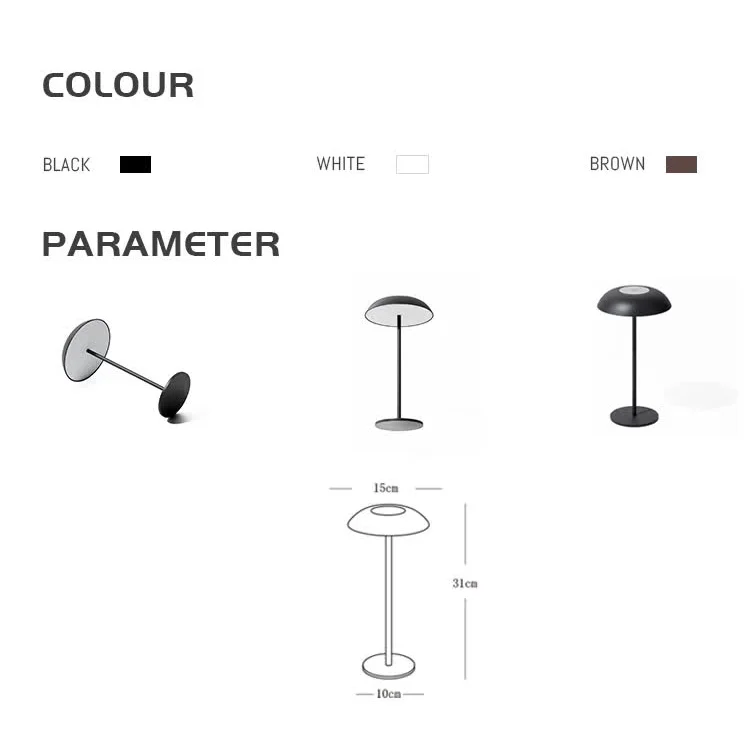 Black Minimalist Rechargeable LED Touch Table Lamp