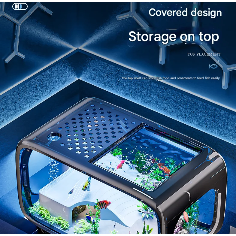 Black Modern Desktop Aquarium & Turtle Tank - Panoramic