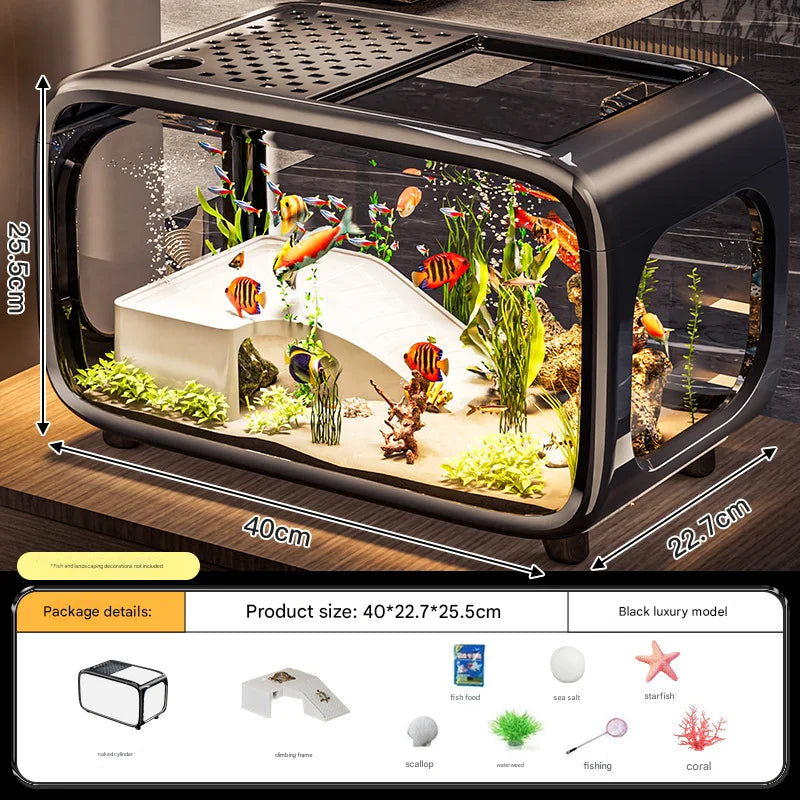 Black Modern Desktop Aquarium & Turtle Tank - Panoramic