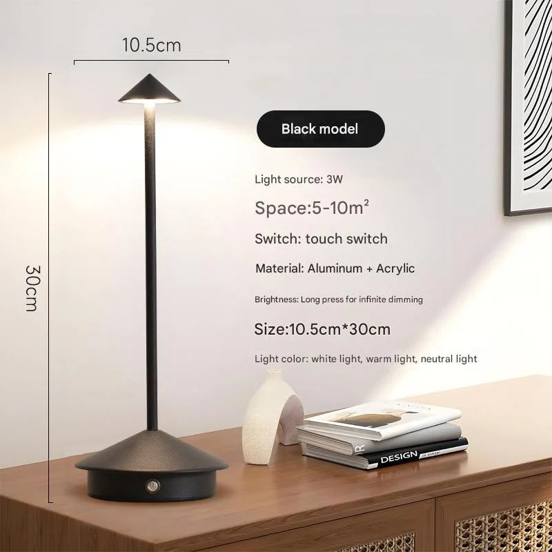 Black Modern Minimalist Aluminum LED Mushroom Night Light