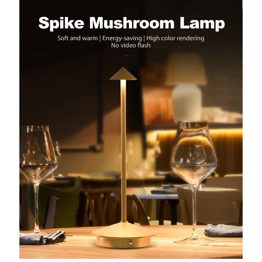 Black Modern Minimalist Aluminum LED Mushroom Night Light