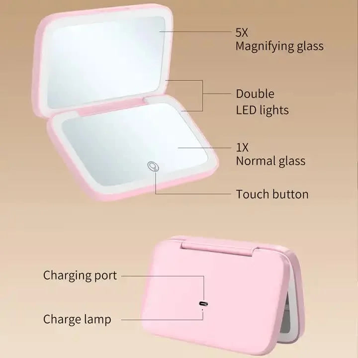 Black MR2326C Portable LED Illuminated Makeup Mirror