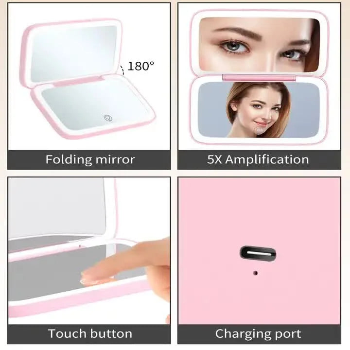 Black MR2326C Portable LED Illuminated Makeup Mirror