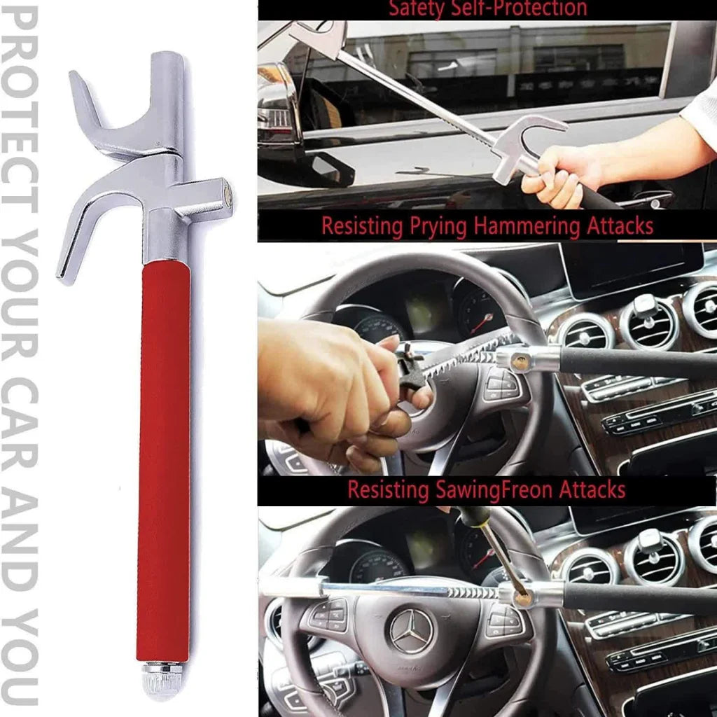 Black Multifunctional Car Steering Wheel Lock - Adjustable