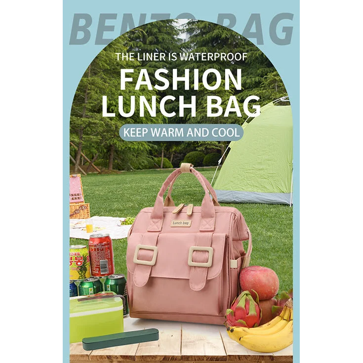 Black Multifunctional Insulated Lunch Bag for Women