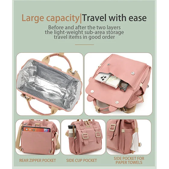 Black Multifunctional Insulated Lunch Bag for Women