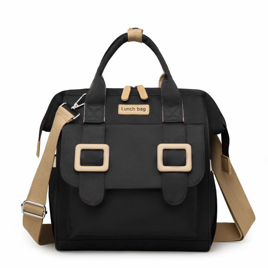 Black Multifunctional Insulated Lunch Bag for Women