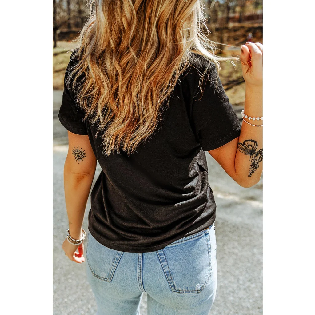 Black Nutcracker Merry Christmas Printed Crewneck T Shirt