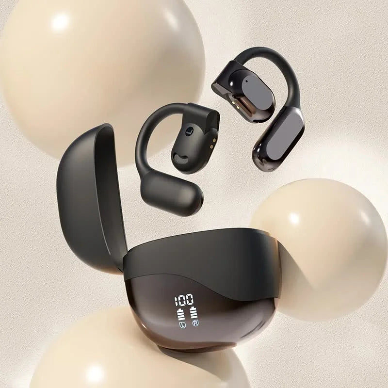 Black Open Ear Bluetooth 5.3 Headphones - Non-In-Ear Ear