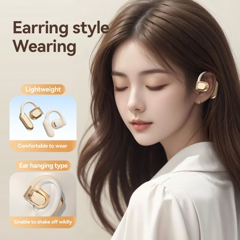 Black Open Ear Bluetooth 5.3 Headphones - Non-In-Ear Ear