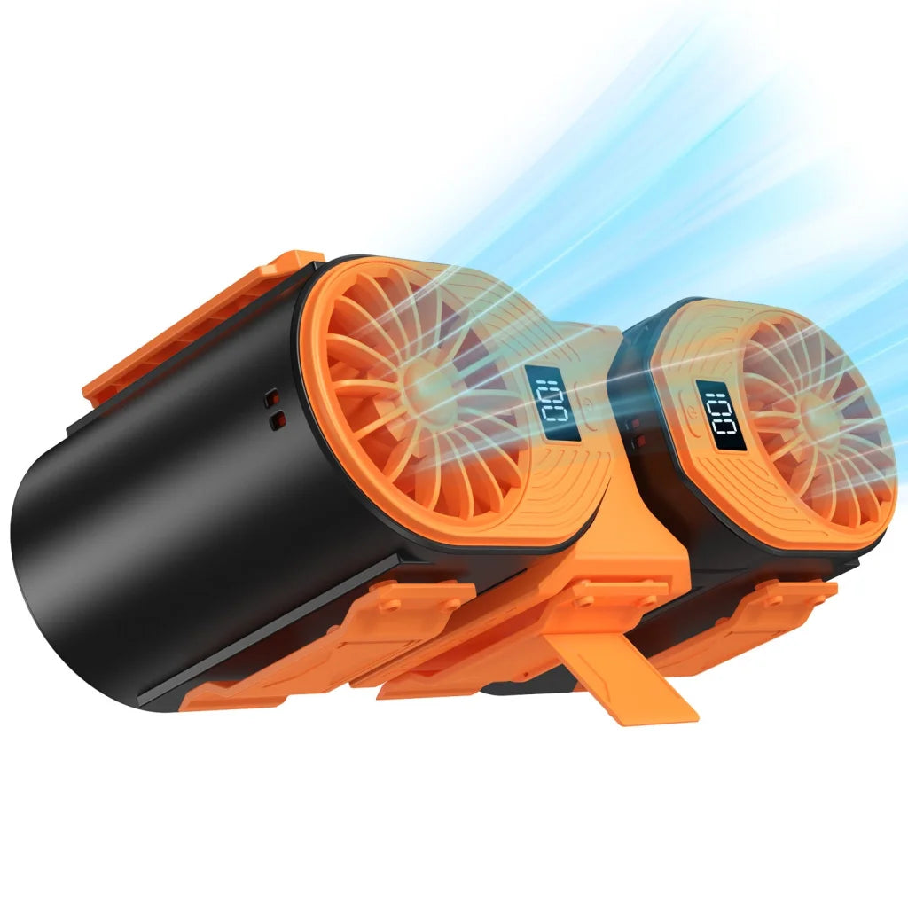 Black-orange Portable Turbo Waist Fan with Digital Display
