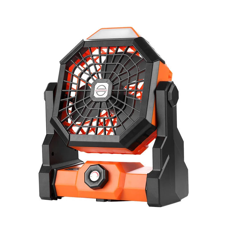 Black-orange Portable USB Camping Fan with 7800mAh Battery