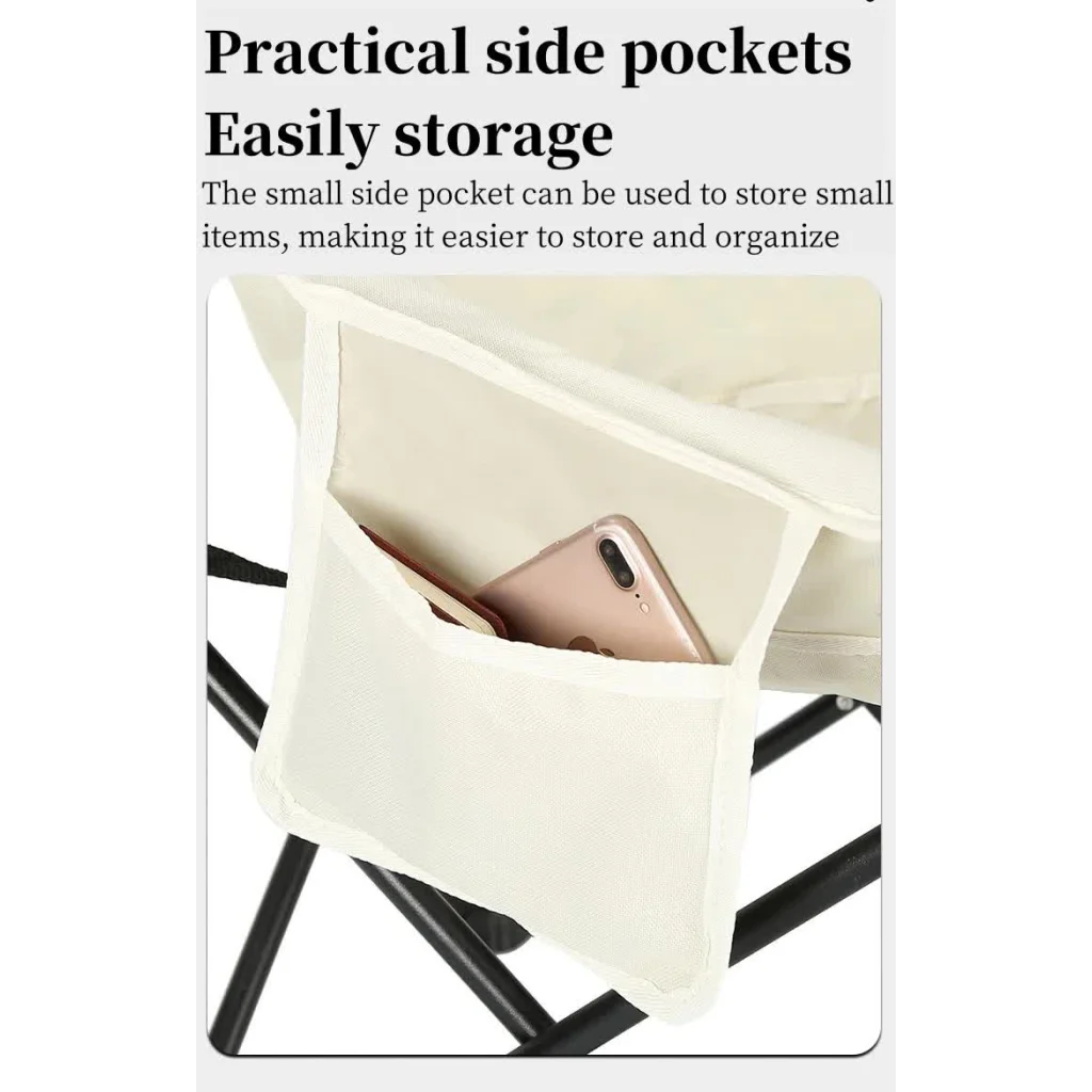 Black Outdoor Folding Camping Chair - Portable Lounge Chair