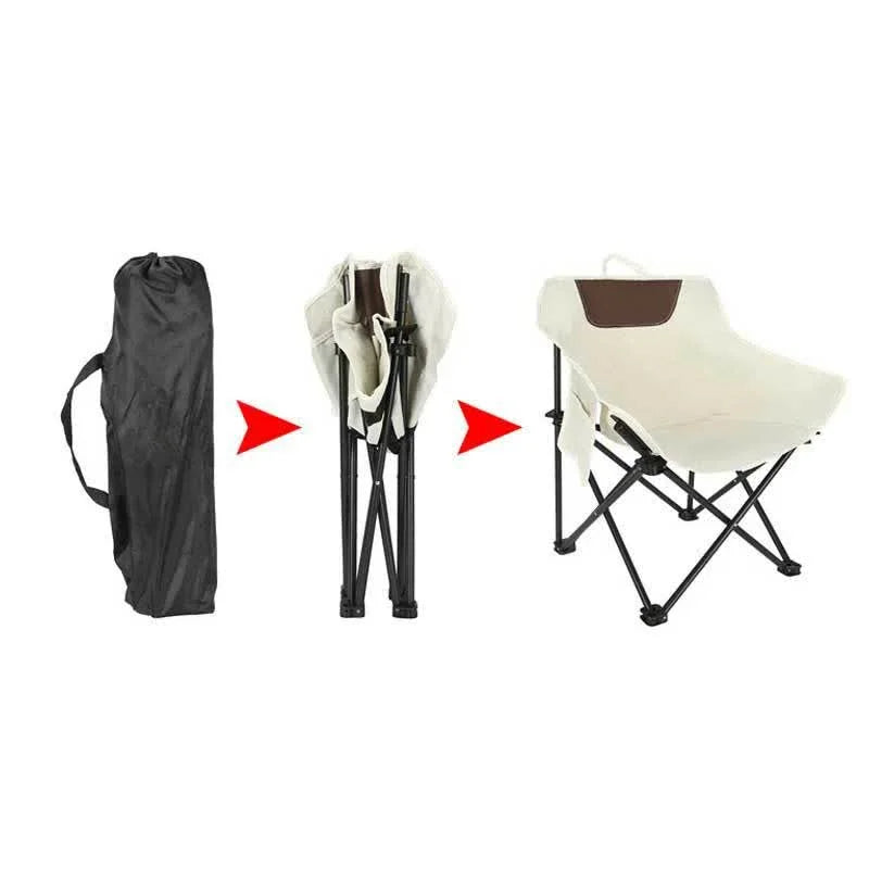 Black Outdoor Folding Camping Chair - Portable Lounge Chair