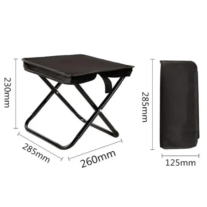 Black Outdoor Folding Stool with Carrying Handle - Portable