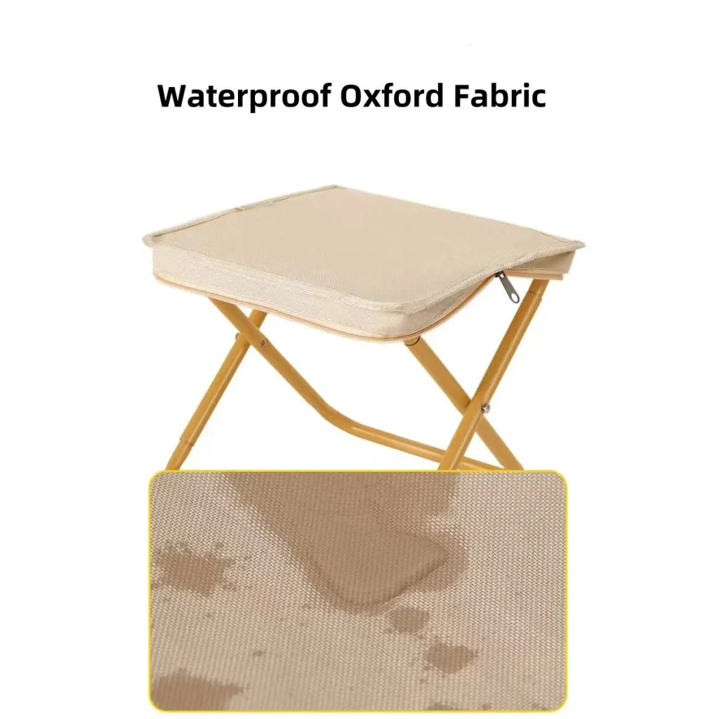 Black Outdoor Folding Stool with Carrying Handle - Portable