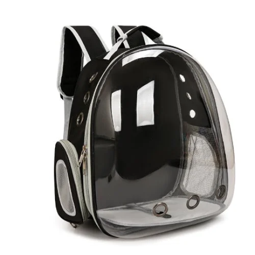 Black Pet Carrier Backpack with Transparent Window