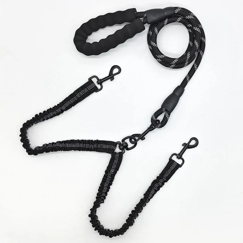 Black Pet Double-Ended Rope + 1.5M Leash - Easy to walk two