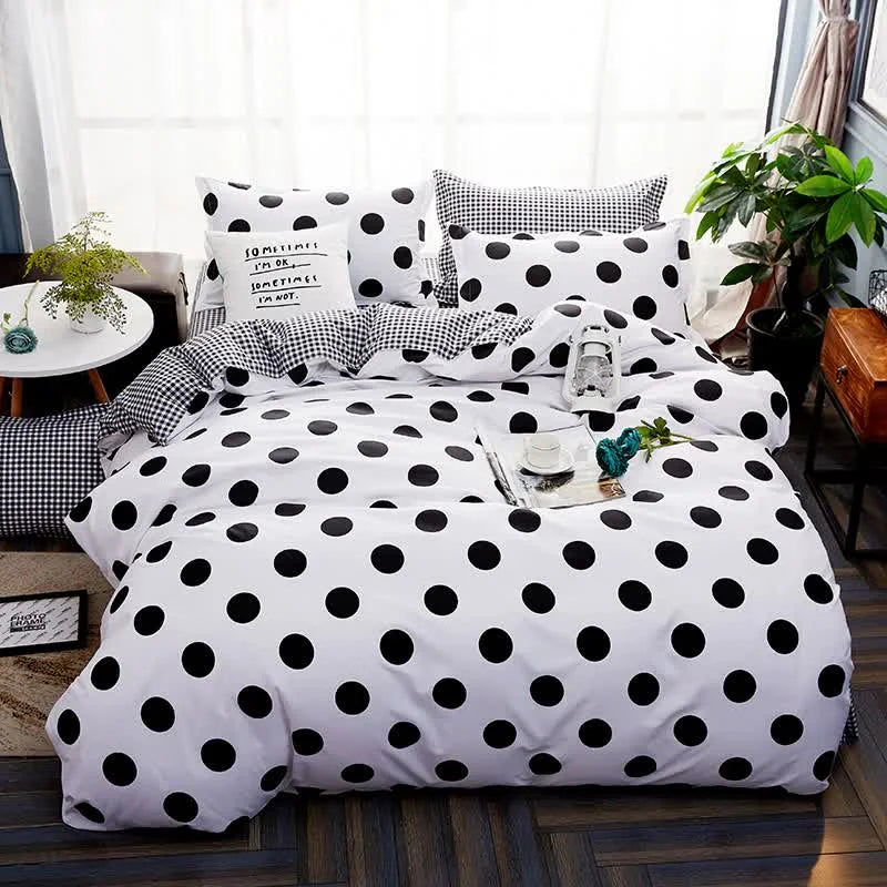 Black Polka Dot Premium Three-Piece Bedding Set