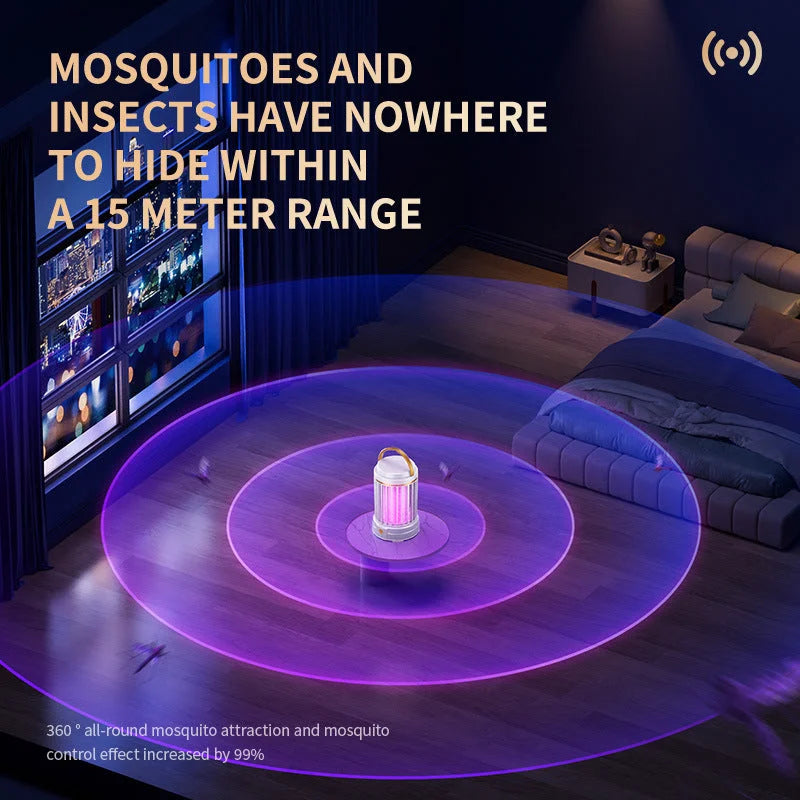 Black Portable 3-in-1 Electric Mosquito Zapper Lamp - UV