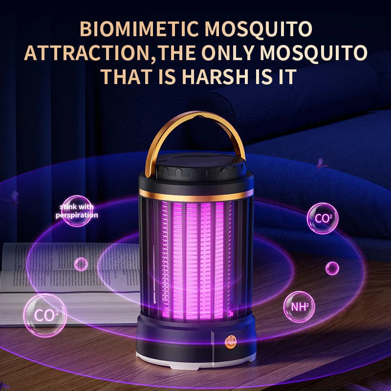 Black Portable 3-in-1 Electric Mosquito Zapper Lamp - UV