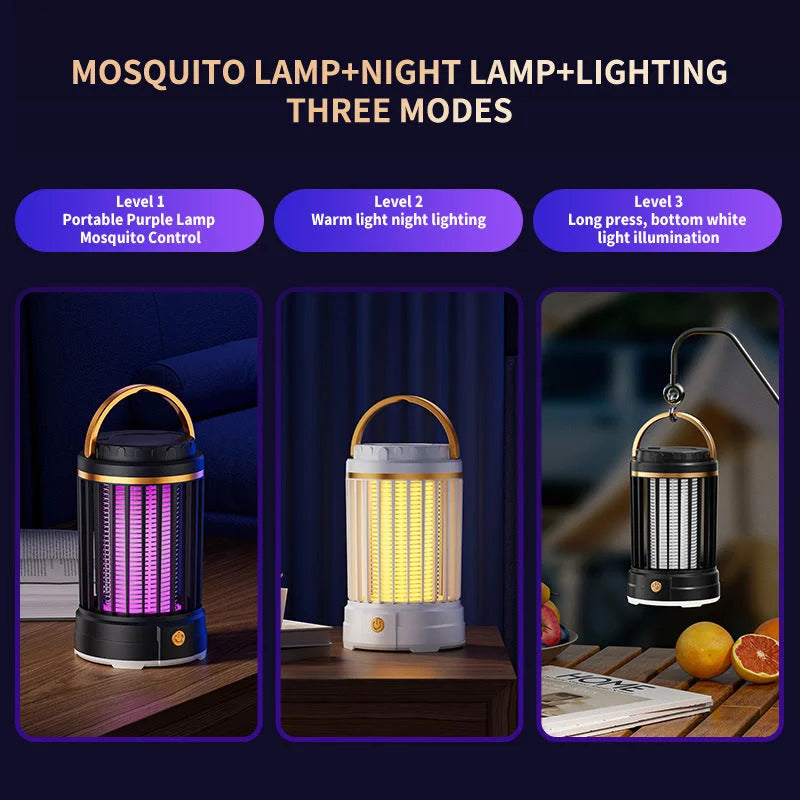 Black Portable 3-in-1 Electric Mosquito Zapper Lamp - UV