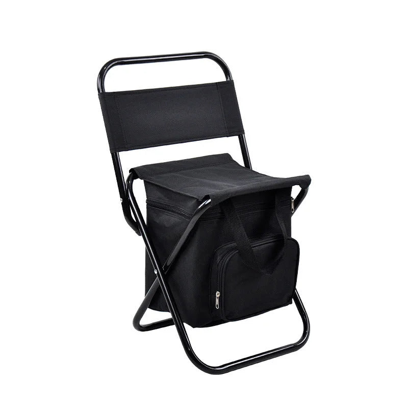 Black Portable 3-in-1 Folding Camping Chair with Storage